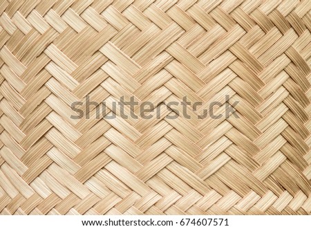 Bamboo texture.Bamboo basketry pattern of sticky rice container, close up.Wickerwork from sticky rice box ,handmade.