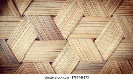 Bamboo Textures Weave Together In Various Patterns For The Background,wood Handicrafts.