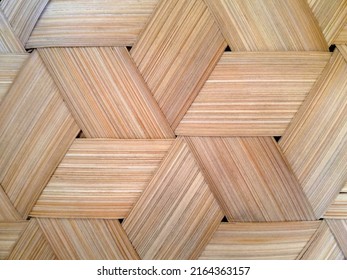 Bamboo Textures Weave Together In Various Patterns For The Background,wood Handicrafts.