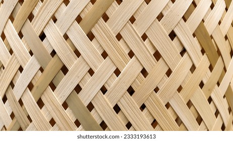 Bamboo wicker work pattern real photo. Asian traditional handcraft natural material weaving design texture background. Basketry bamboo pattern. Wooden bamboo texture. Woven art wallpaper.