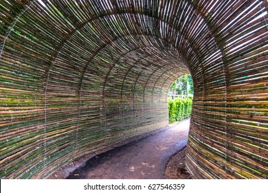 bamboo wood tunnel in a park