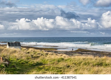 Bamburgh beach on the Northumberland coast in England