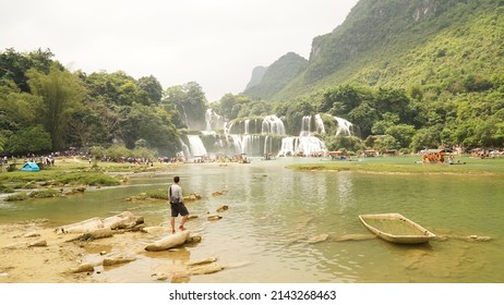 Ban Gioc - Vietnam - April 2017: Ban Gioc Waterfall during public holiday with big crowds in Vietnam.