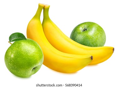 Banana And Apple Isolated On White Background