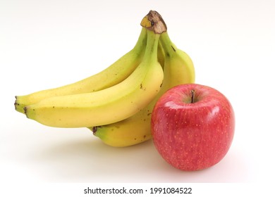 Banana And Apple On White Background