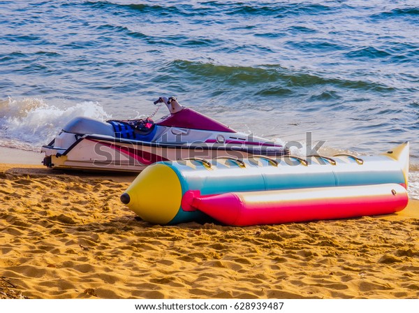 Banana Boat Jetski On Beach Happy Stock Photo Edit Now