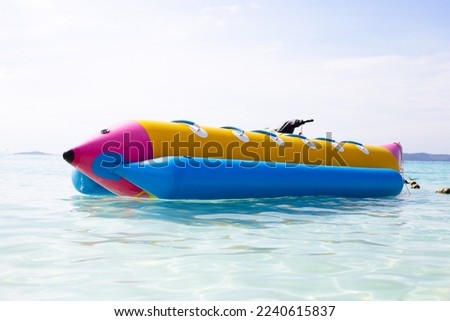 A banana boat on the sea