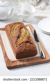 Banana Bread , Issolated White Background. Has A Sweet Taste And Soft And Moist Texture