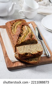 Banana Bread , Issolated White Background. Has A Sweet Taste And Soft And Moist Texture