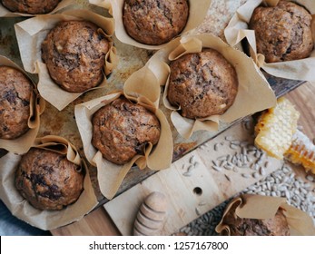 Banana Bread Muffins With Honey And Chocolate