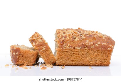 Banana Cake Bread Isolated On White Background