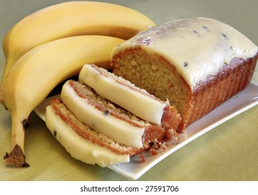 Banana Cake With A Cream Cheese And Passionfruit Icing.