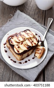 Banana Cheese Cake With Chocolate Syrup, Country Style