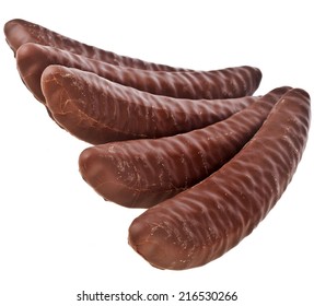 Banana With Chocolate Isolated On A White