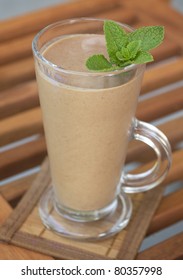 Banana And Chocolate Milk Shake With Fresh Mint