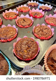 Banana Chocolate Muffin On The Tray After Baking For 20 Minutes. It Is Part Of The Preparation During Hari Raya 2021.