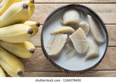 Banana In Coconut Milk.Dessert Of Thailand.