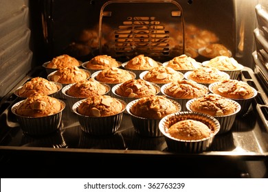 Banana Cups Cake In Hot Oven