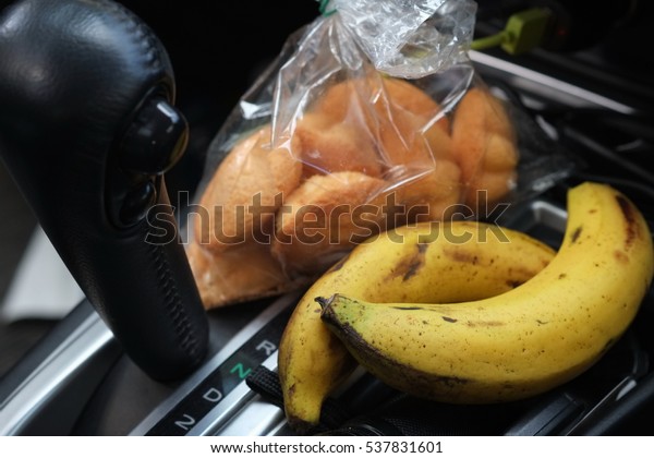 Banana for dessert and snack to eat when hungry on\
the car.