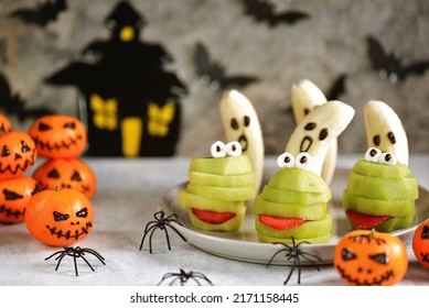 Banana Ghosts And Spooky Green Kiwi Monsters For Halloween Party