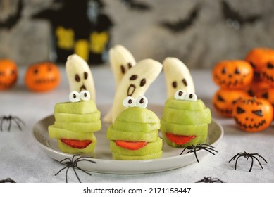 Banana Ghosts And Spooky Green Kiwi Monsters For Halloween Party