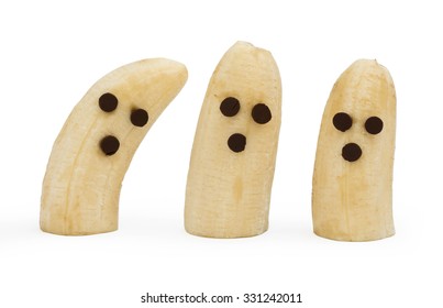 Banana Halloween Ghosts With Chocolate Faces