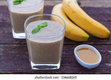 Banana, Honey, Maca Powder And Chia Seed Smoothie