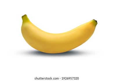 Banana Isolated On White Background, Yellow Color Fruit