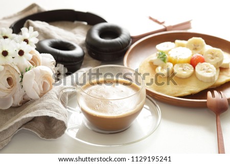 Banana Japanese Cherry On Pan Cake Stock Photo Edit Now 1129195241