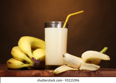 Banana Juice With Bananas On Brown