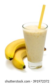 Banana Milk Smoothie On White Background