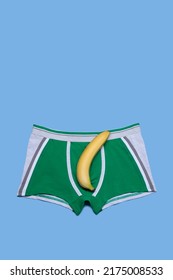 Banana On Male Boxer Pants Isolated