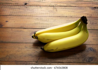 Banana on Wooden Background