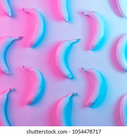 Banana pattern in vibrant bold gradient holographic neon  colors  Concept art  Minimal surrealism background 