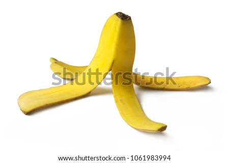 Banana peel isolated over a white background.