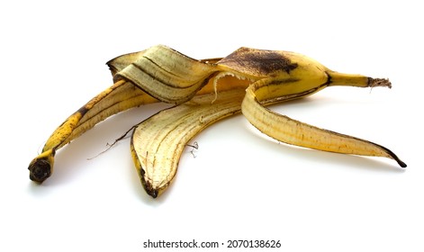 Banana Peel On A White Background. Isolated Food Waste