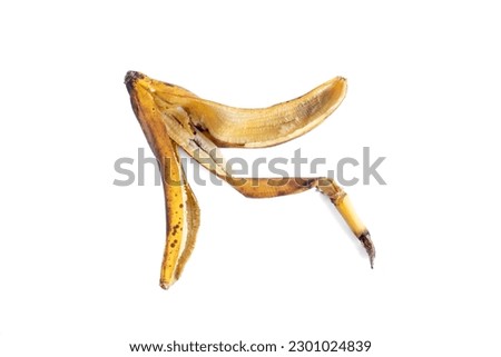 banana peel on white background. Horizontal