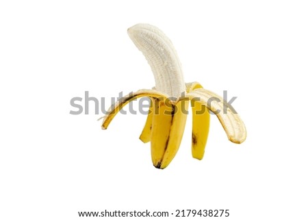 Banana peeled isolated over white background