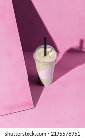 Banana Protein Smoothie Shake In Glass Mockup