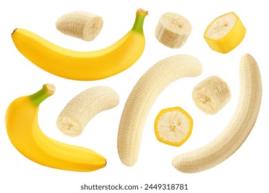 Banana set isolated on white background, clipping path, full depth of field - Powered by Shutterstock