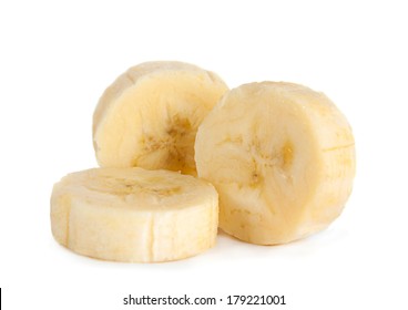 Banana Slice Closeup Isolated On White Background