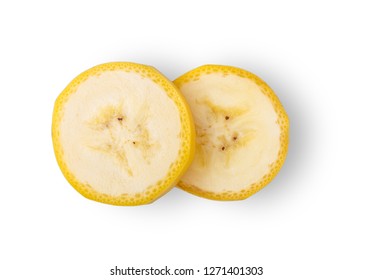 Banana Slice Isolated On White Background. Top View