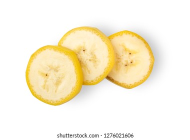 Banana Slice Isolated On White Background. Top View