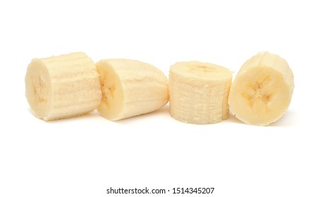 Banana Slice Isolated On White Background. Top View, Flat Lay