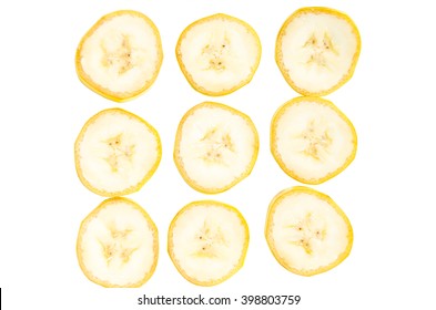 Banana Slice On White Isolated Background.