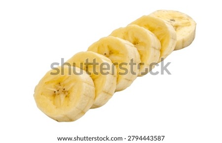 Banana Slice Stack Detailed Fruit Texture Isolated on White Background