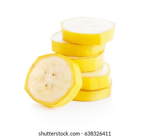 Banana slices isolated on a white background
