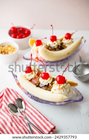 banana split with cherries and nuts