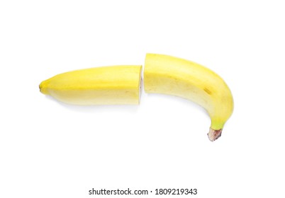 Banana Split Half On White Background