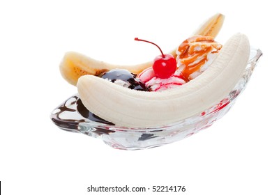 Banana Split Ice Cream Studio Isolated On A White Background